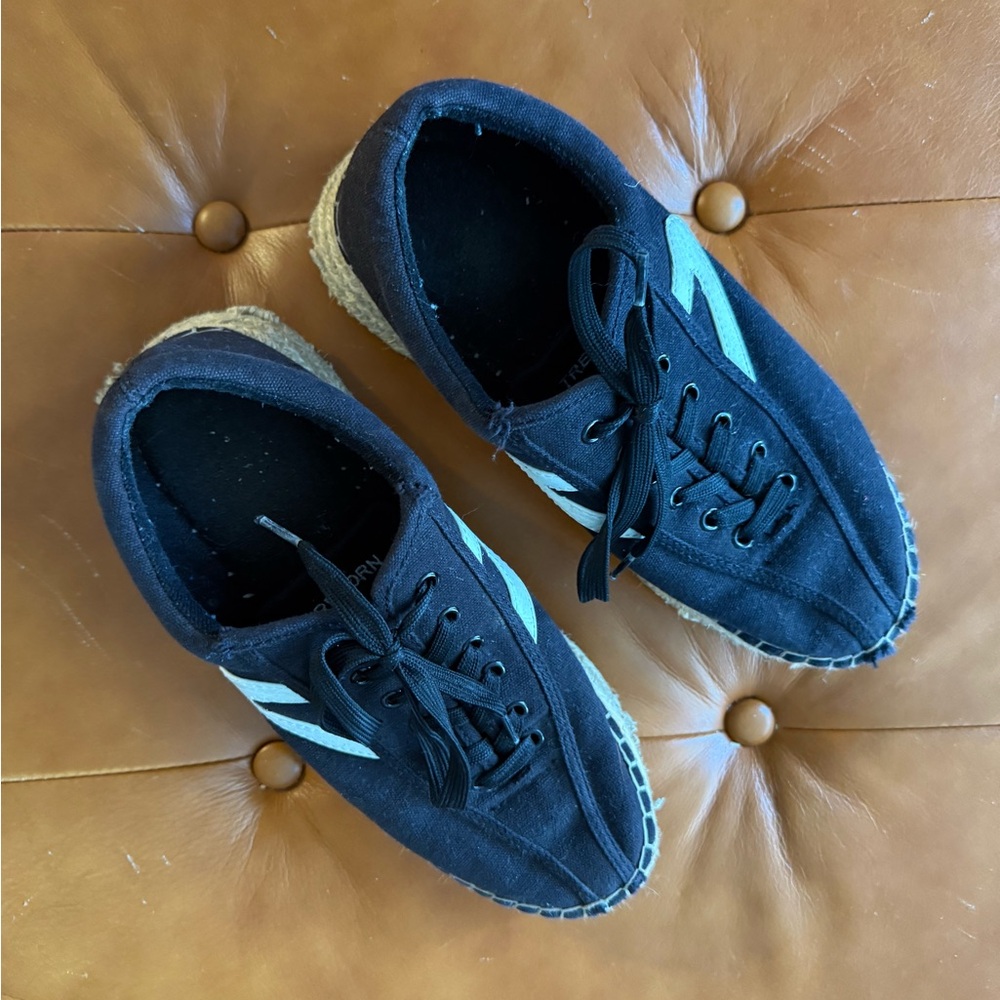 Tretorn Black Canvas Espadrille Sneakers